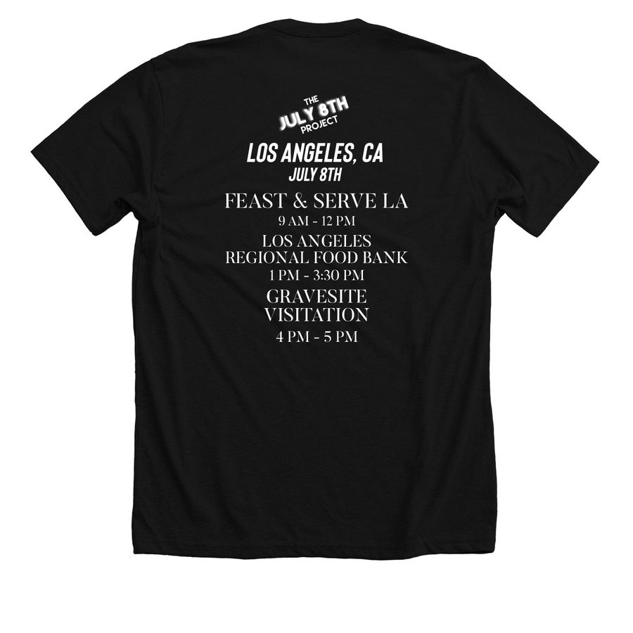 JULY 8TH PROJECT 2026, a Solid Black Blend Premium Unisex Tee (back-view)