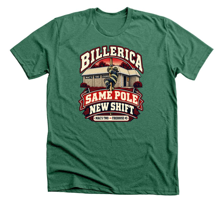 Mac 2?s to Firehouse #2, a Heather Grass Green Premium Unisex Tee