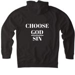Choose God over sin Month, a Black Heavyweight Pullover Hoodie (back-view)