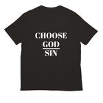Choose God over sin Month, a Deep Black All-American Unisex Tee (back-view)