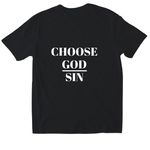 Choose God over sin Month, a Black Softstyle Cotton Tee (back-view)