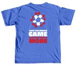 Acumen - Love the World, a Flo Blue Comfort Colors Unisex Tee (back-view)