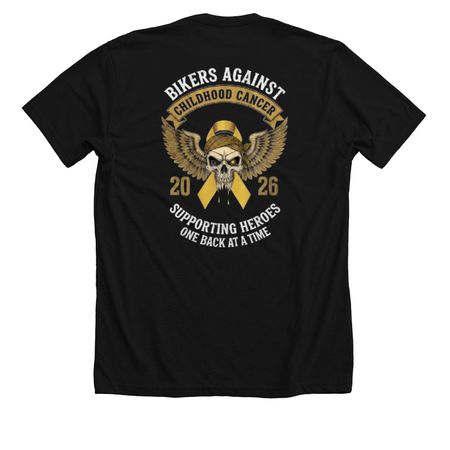 Bikers Against Childhood Cancer, a Solid Black Blend Premium Unisex Tee (back-view)