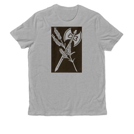 Lavender & Labrys Linocut, a Granite Grey Heather Allmade Organic Cotton Unisex Tee