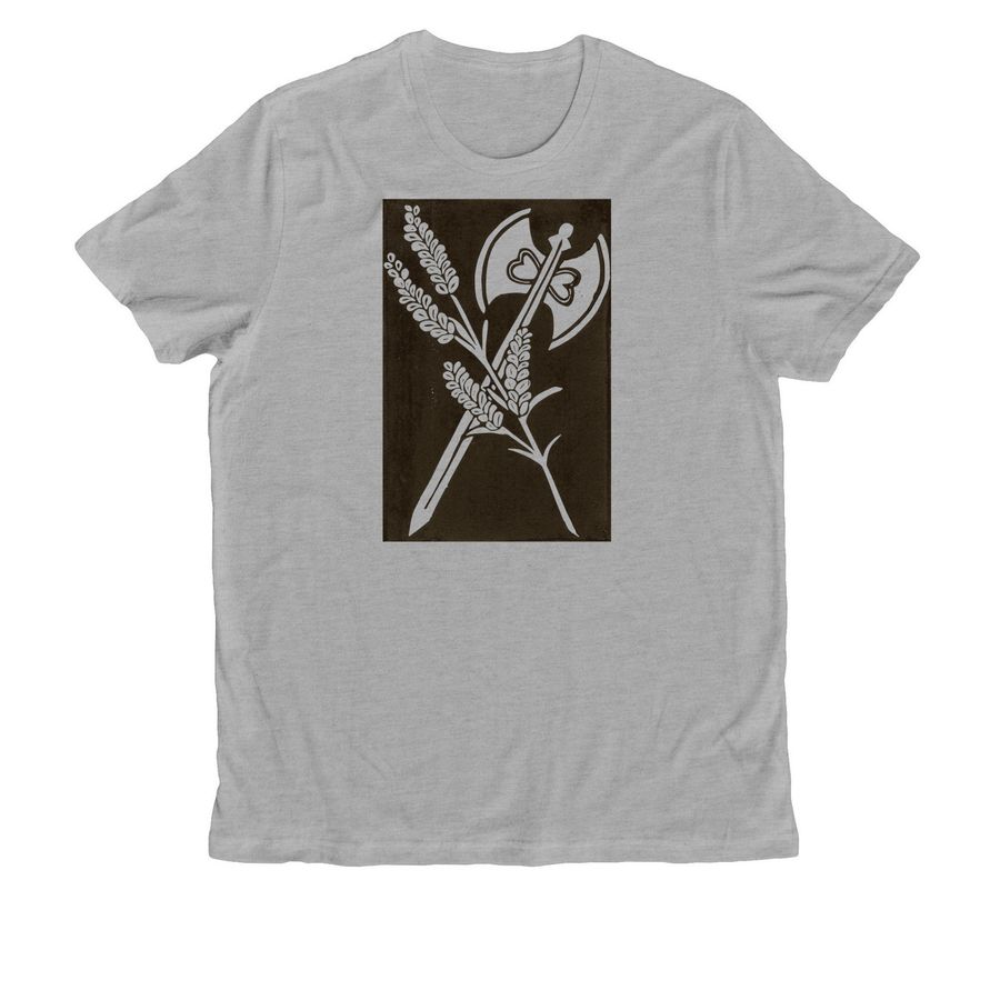 Lavender & Labrys Linocut, a Granite Grey Heather Allmade Organic Cotton Unisex Tee