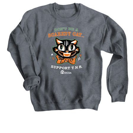 Scaredy Cat TNR, a Dark Heather Crewneck Sweatshirt
