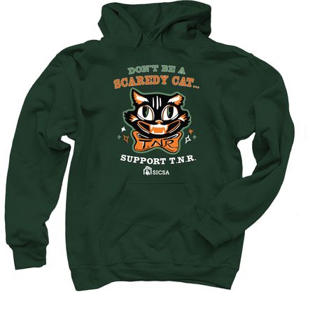Scaredy Cat TNR, a Forest Green Pullover Hoodie