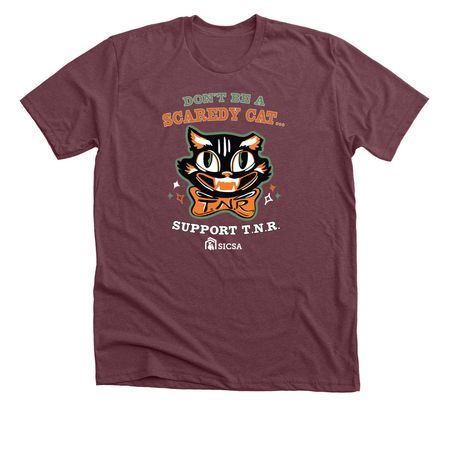Scaredy Cat TNR, a Heather Maroon Premium Unisex Tee