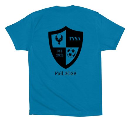 U14 Clark, a Electric Blue Premium Cotton Tee (back-view)