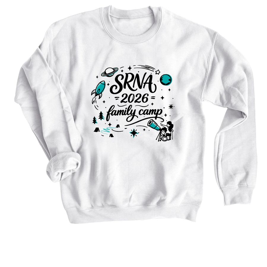 2026 SRNA Family Camp Tee | Adults, a White Crewneck Sweatshirt