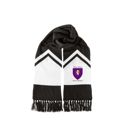 Kallos Scarf, a Black/ White Two-Tone Gameday Scarf