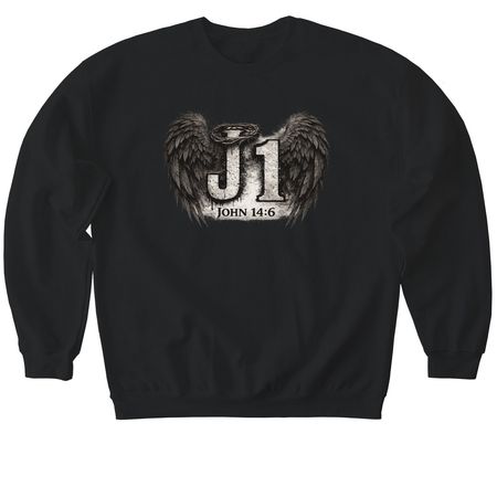 JESUS 1ST!, a Black Softstyle Crewneck Sweatshirt
