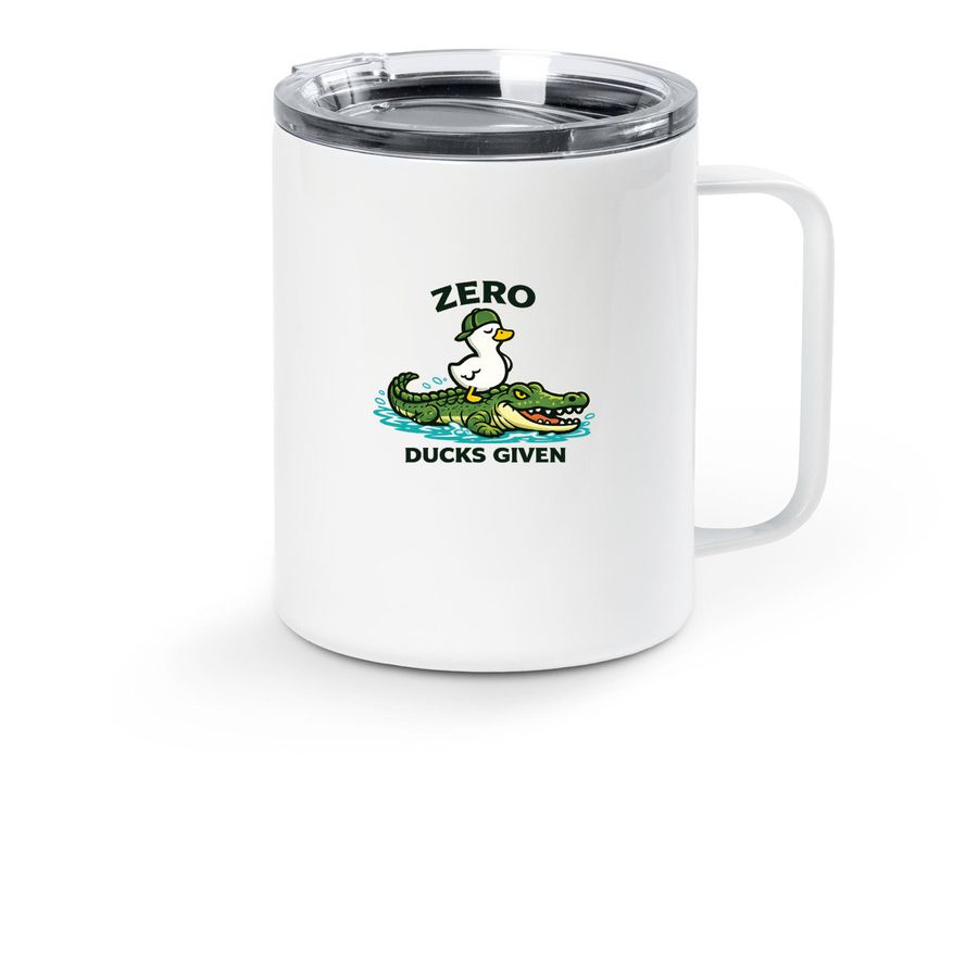 Zero Ducks Given Croc Edition Travel Mug, a White Stainless Steel Travel Mug
