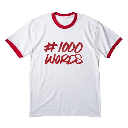 #1000 Words of Summer Ringer Tee, a White/ Red Cotton Ringer Tee
