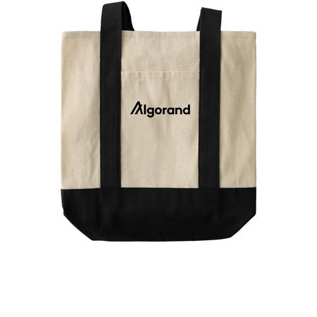 Two-tone logomark totes, a Natural/Black Two-Tone Grocery Tote Bag