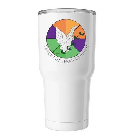 Peace 30oz Tumbler, a White Insulated Tumbler (back-view)