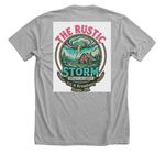 The Rustic Storm, a Athletic Heather Premium Unisex Tee (back-view)