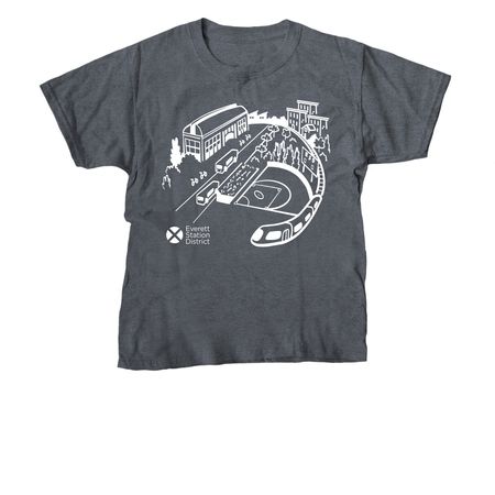 Everett Station District, a Dark Heather Youth Unisex Tee