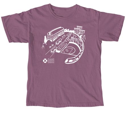 Everett Station District, a Berry Comfort Colors Unisex Tee