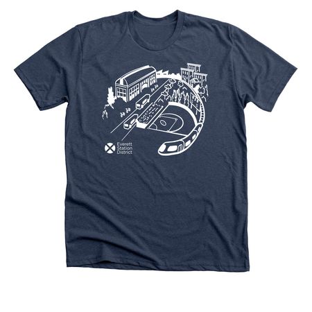 Everett Station District, a Heather Navy Premium Unisex Tee