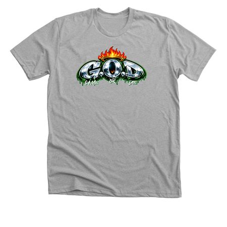 G.O.D x, a Athletic Heather Premium Unisex Tee