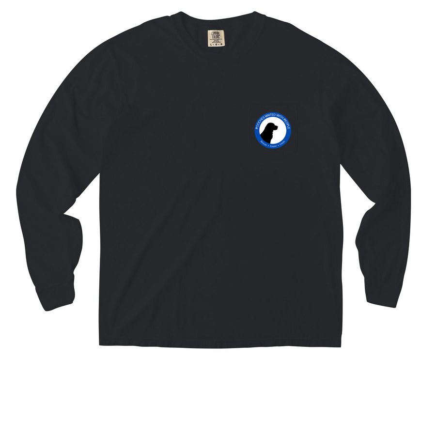 Pocket Shirt with PUPMN Logo, a Black Comfort Colors Long Sleeve Pocket Tee