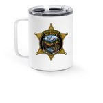 Roque and Huck, a White Stainless Steel Travel Mug (back-view)