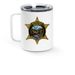 Roque and Huck, a White Stainless Steel Travel Mug (back-view)