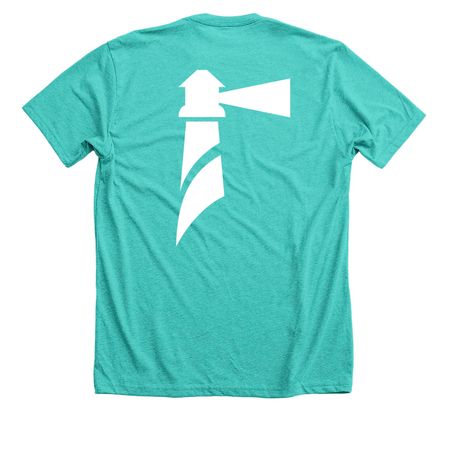 Beacon of Hope Alpha, a Heather Sea Green Premium Unisex Tee (back-view)