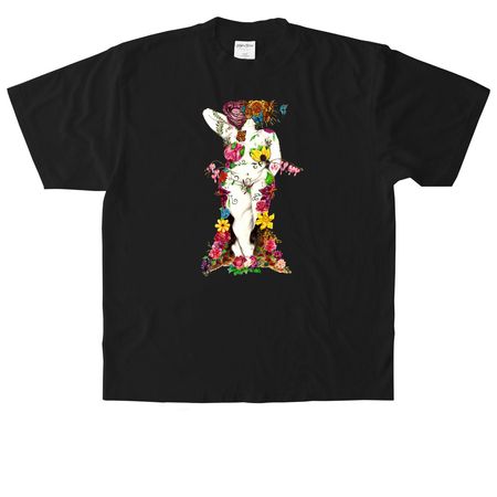 Fat Flower Femme, a Black Heavyweight Garment Dye Tee
