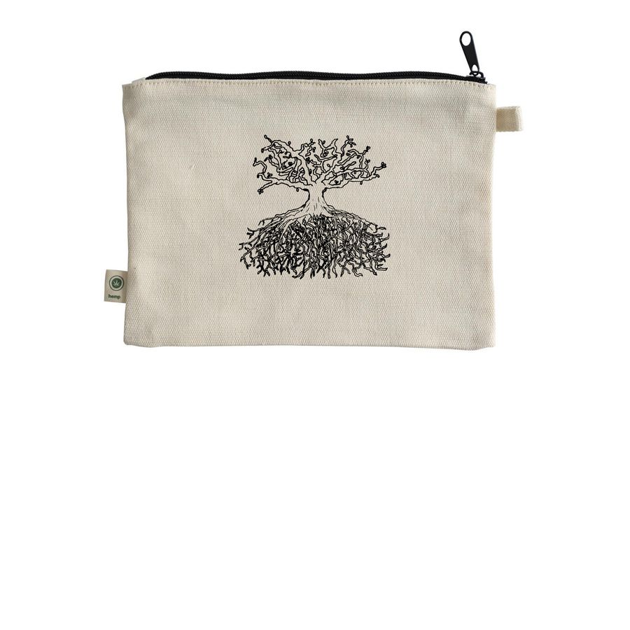 TCBF Pouch, a Natural 9"x7" Hemp Blend Pouch (back-view)