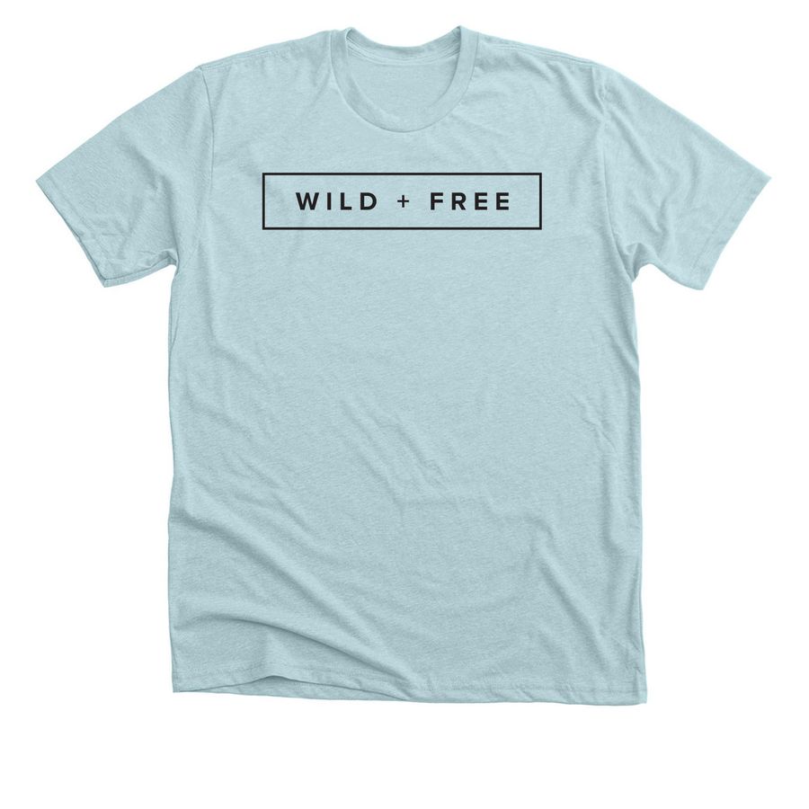 Wild + Free Adult Tee & Tank Black Rectangle, a Heather Ice Blue Premium Unisex Tee