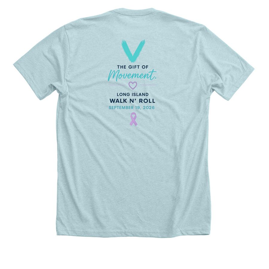 Team V:&nbsp;2026 Long Island Walk N' Roll, a Heather Ice Blue Premium Unisex Tee (back-view)