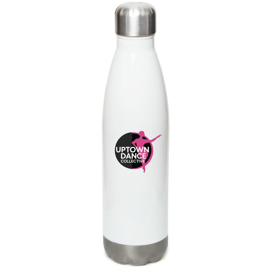 Uptown Dance Collective Water Bottle, a White Stainless Steel Water Bottle