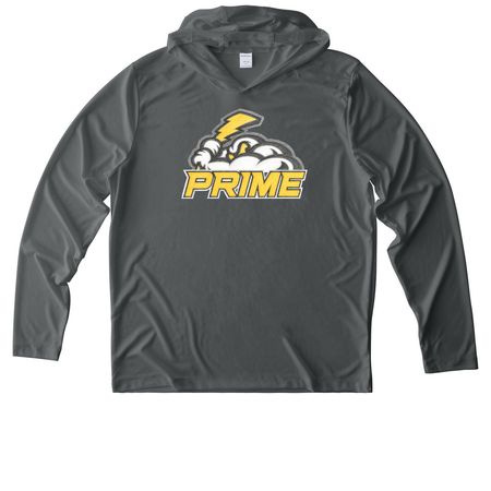StormPrime Full Chest, a Dark Smoke Grey UV Performance Long Sleeve Hoodie