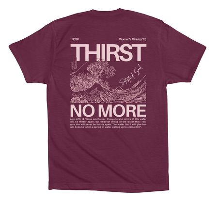 Satisfied - Maroon, a Maroon Premium Cotton Tee (back-view)