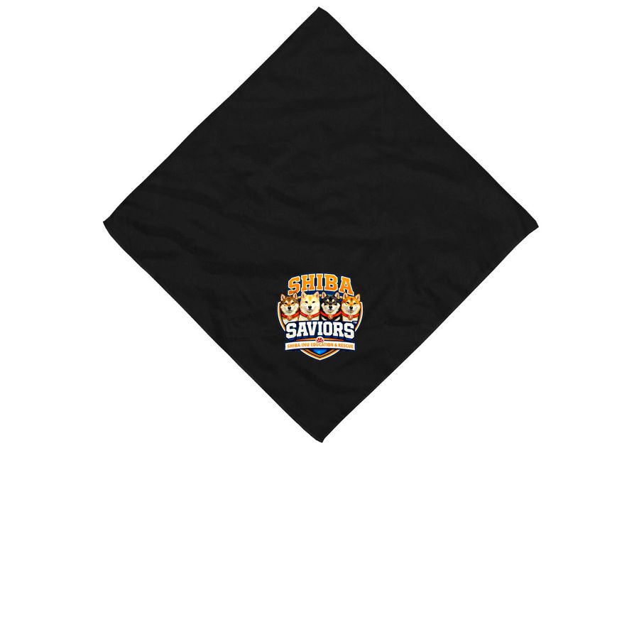 Shiba Saviors Bandana, a Black Cotton Bandana