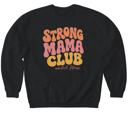 Strong Mama Club, a Black Softstyle Crewneck Sweatshirt
