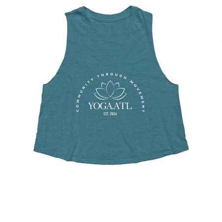 ClassicYoga.ATL, a Heather Deep Teal Women's Cropped Racerback Tank