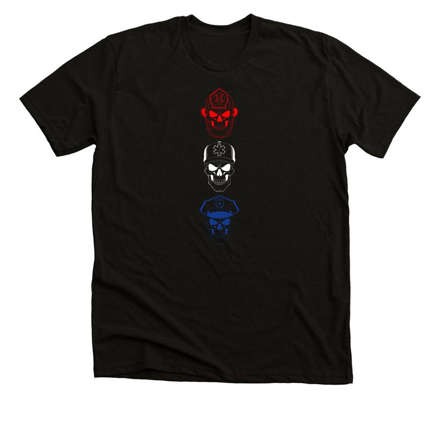 Three Skulls Color, a Solid Black Blend Premium Unisex Tee