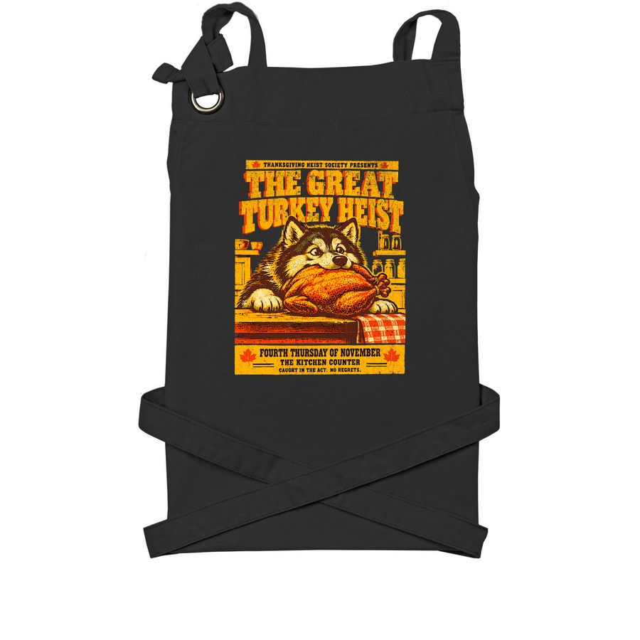 Holiday fun for Food, a Black Cotton Canvas Pocket Apron