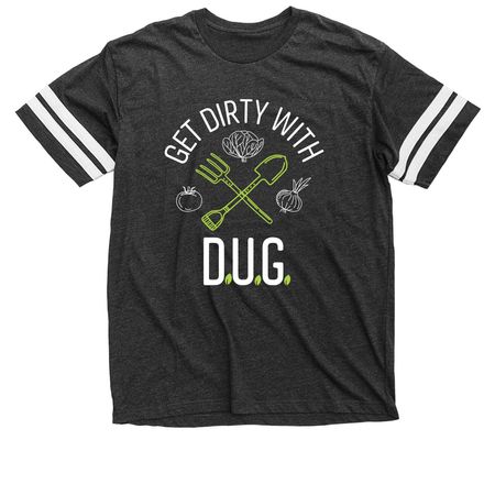 Get Dirty with DUG striped tee, a Vintage Smoke / White Football Jersey Tee