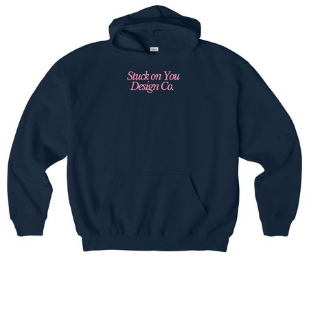 Pink/Yellow SOYDC Shirt, a French Navy Stanley/Stella Cooper Dry Pullover Hoodie