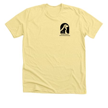 Spring Color Logo Apparel, a Heather Yellow Gold Premium Unisex Tee