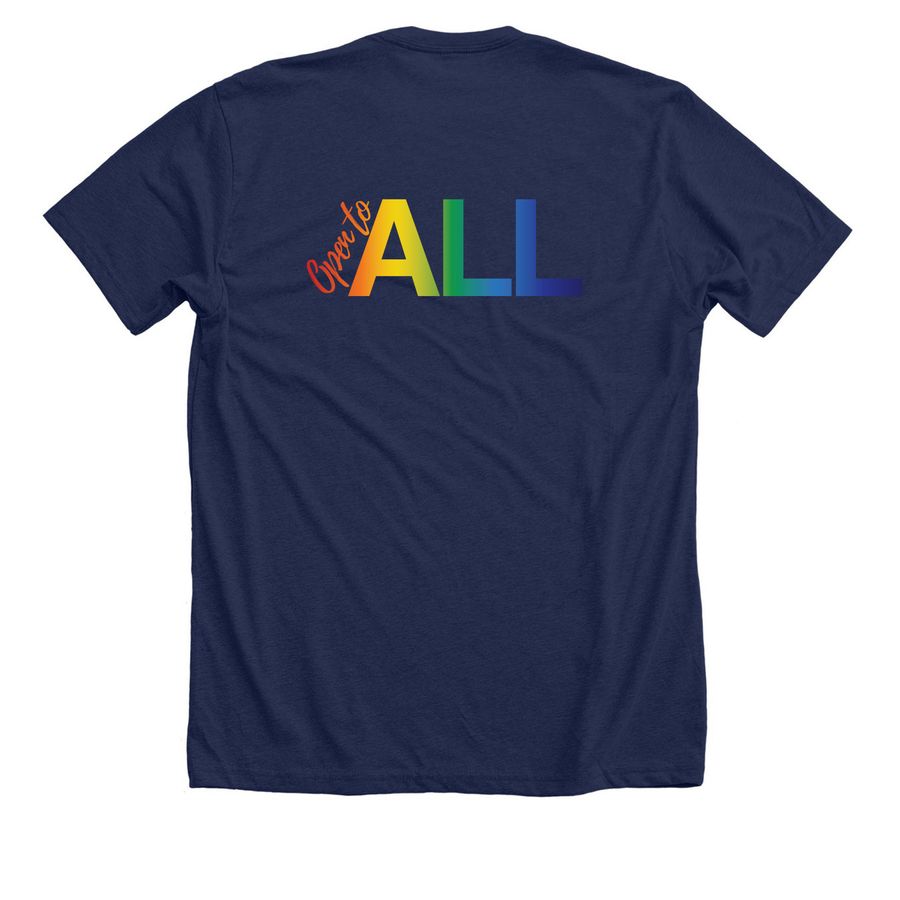 Open to All - Dark Colors, a Solid Navy Blend Premium Unisex Tee (back-view)