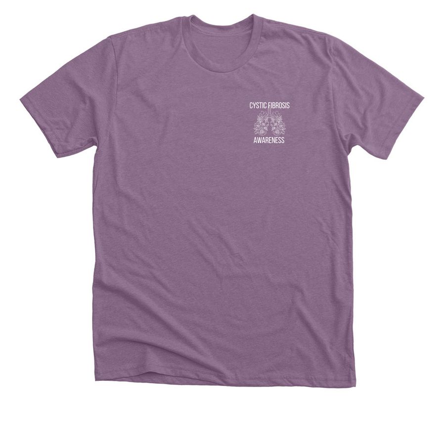 Owen and Millie Kate CF Awareness&nbsp;, a Heather Purple Premium Unisex Tee