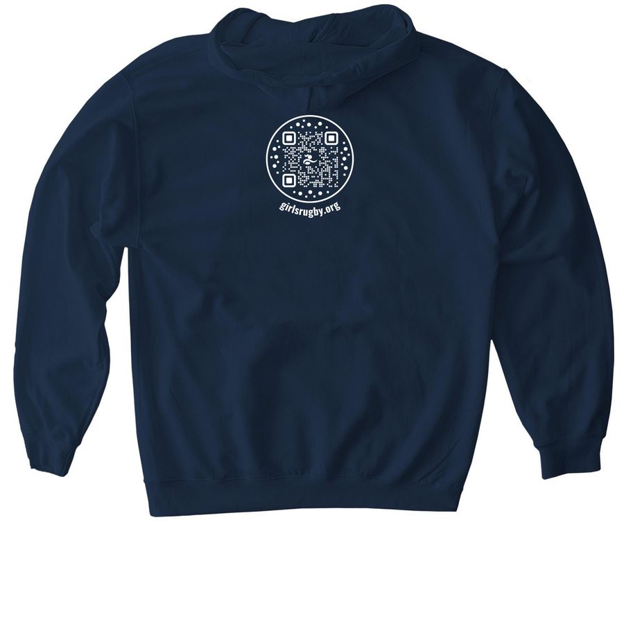 Girls Rugby Dark Sweatshirts, a Navy Gildan Softstyle Pullover Hoodie (back-view)