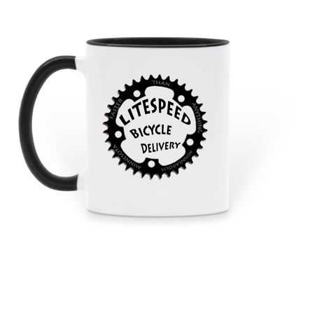 Coffee Mug, a Black Two-Tone Ceramic Mug (back-view)