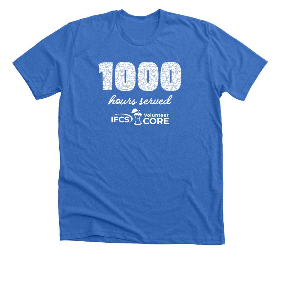 1000 Hours - IFCS Volunteer Core, a Heather True Royal Premium Unisex Tee