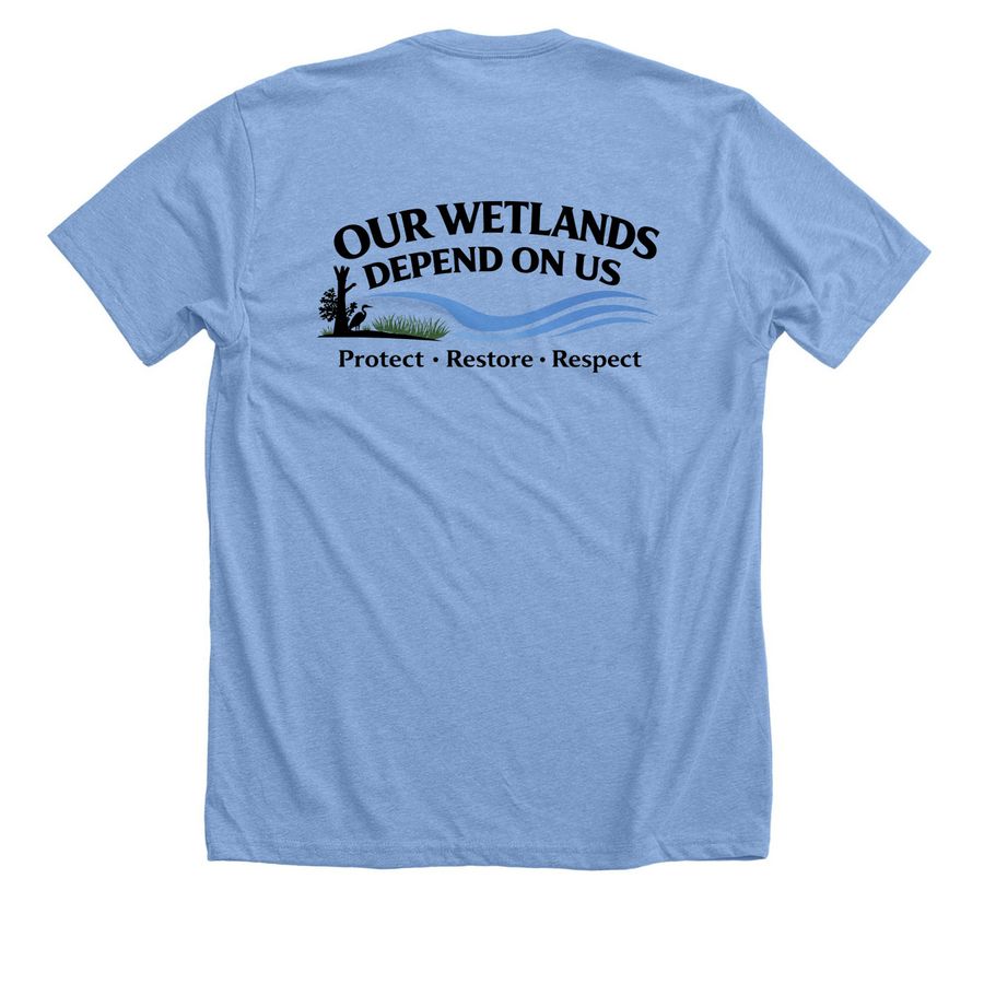 Sacramento Area Creeks Council, a Heather Carolina Blue Premium Unisex Tee (back-view)
